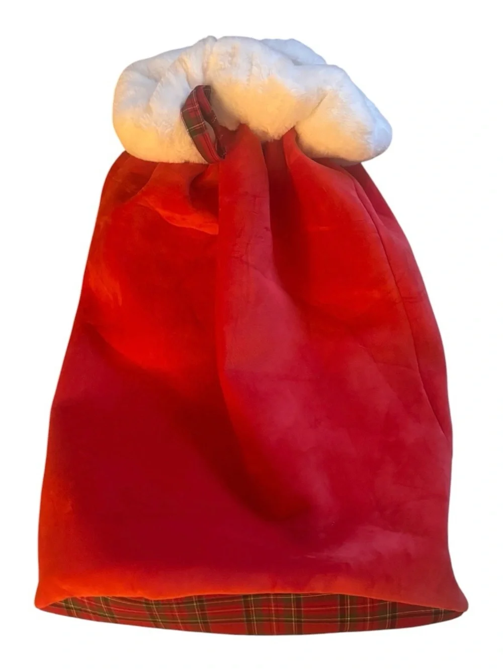 Disney Red Plush Holiday Gift Sack with Mickey, Minnie & Pluto like new